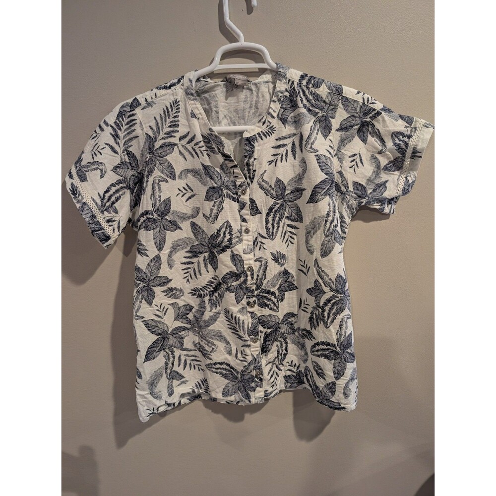 Royal Robbins Arsty Organic Cotton Textured Hawaiian Blouse 2xl Leaf Vacation